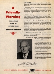A Friendly Warning to Postwar Radio Set Buyers From Stewart-Warner