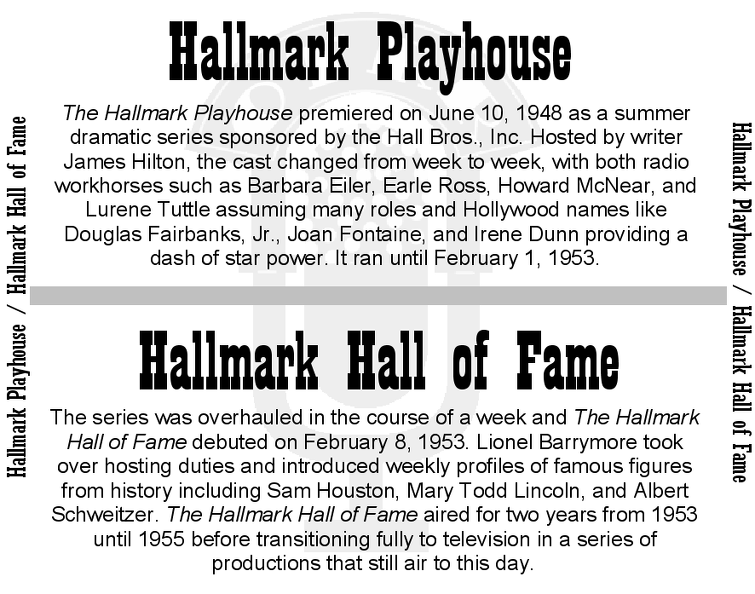 Hallmark Playhouse &amp; Hallmark Hall of Fame CD Back