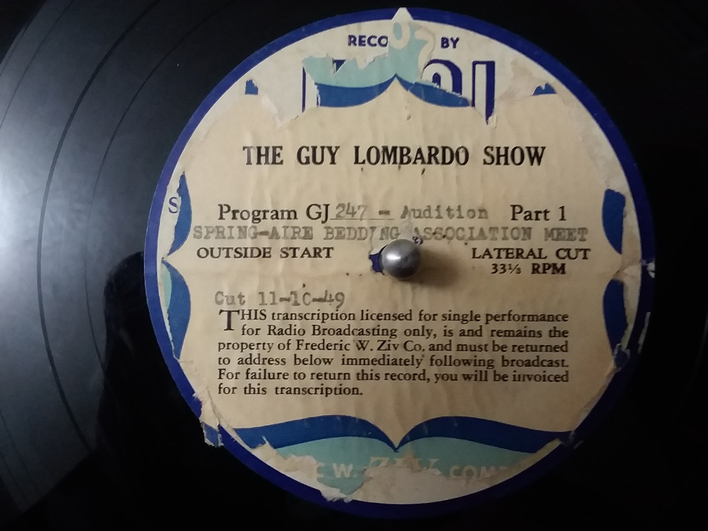 Guy Lombardo Show Program GJ 247 Audition Spring-Aire Bedding Association Meet pt 1 11-10-49