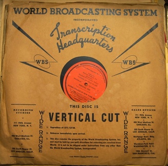 World Broadcasting System (WBS) Vertical Cut Sleeve C. 1940 Career Of Alice Blair
