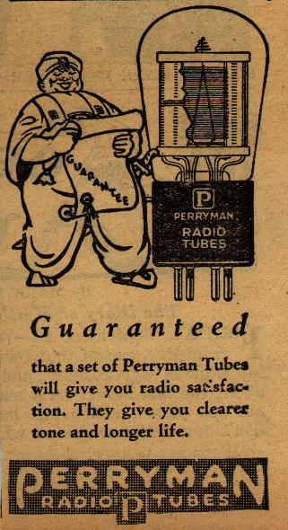Perryman Radio Tubes Guaranteed